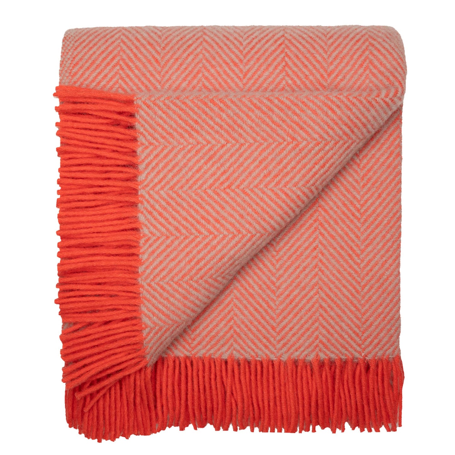 Highland Tweeds Herringbone  Pure New Wool Throw ~ Flamingo