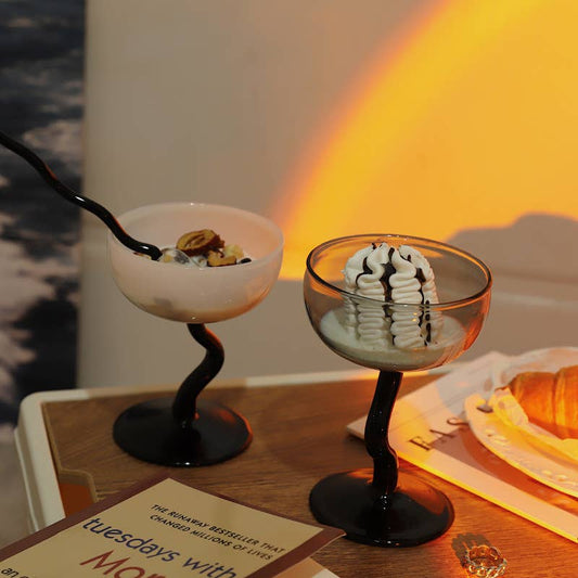 Fun Colorful Swirly Stem Cocktail/Dessert Glass Goblet