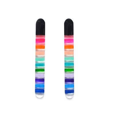 Rainbow Stripes Resin Bar Stud Earrings