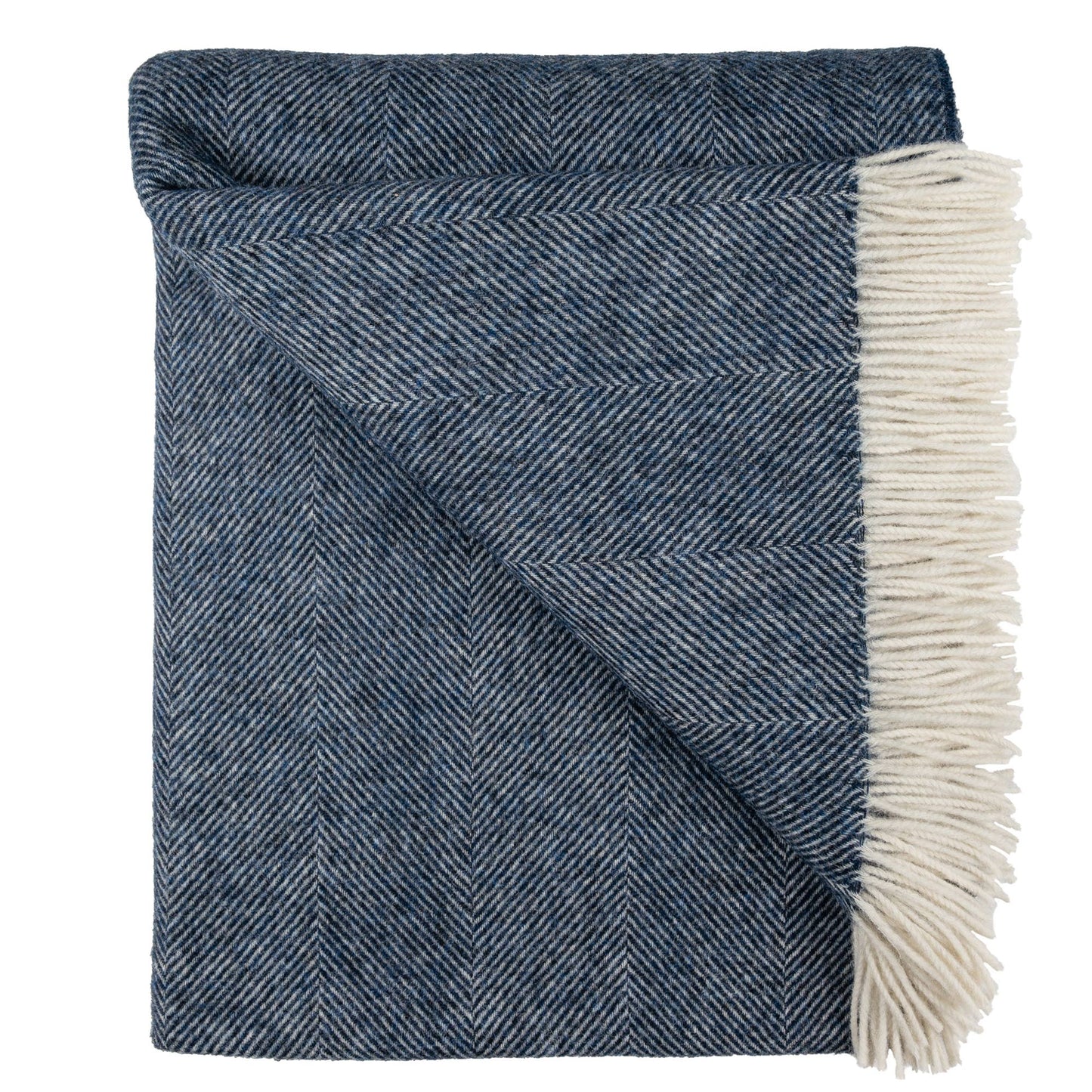 Southampton Home Wool Herringbone Throw ~ Navy ~