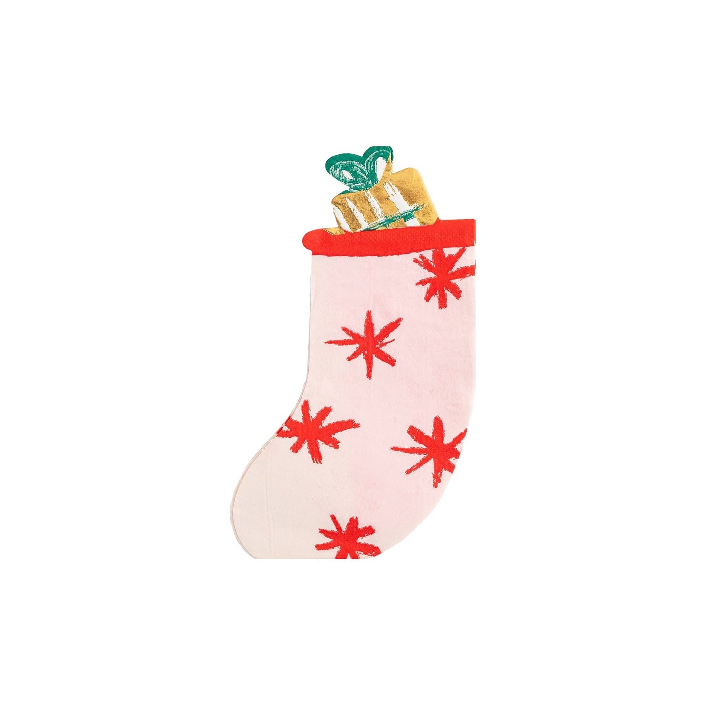 CHW939 - Christmas Wishes Stocking Shaped Guest Napkin