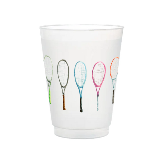 Tennis Rackets Frosted Cups | Set of 6